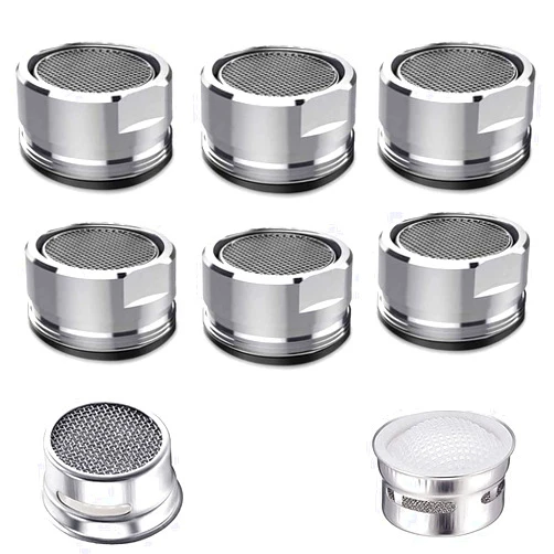 RESNSTAR Faucet Aerator Kitchen Sink Aerator Replacement Parts, 15/16-Inch or 24mm Male Thread Aerator Faucet Filter with Gasket For Kitchen, Bathroom (Silver, 6 PCS)