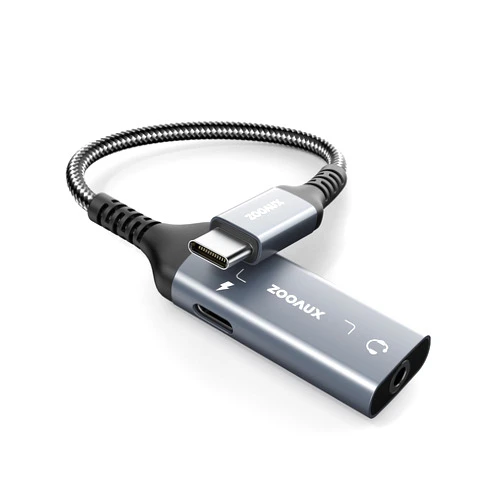 ZOOAUX USB Type C to 3.5mm Audio Adapter and Charger,2 in 1 USB C to Aux Audio Jack Splitter Hi-Res DAC and Fast Charging Dongle for Galaxy S23/S22/S21/S20 Note 20,iPad Pro,Pixel 3/4 XL