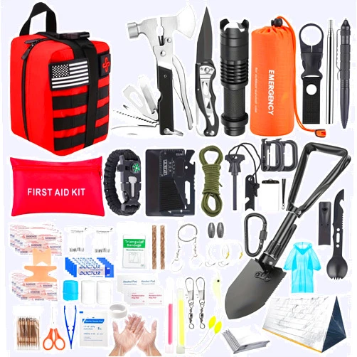 EWOVUV Survival Kit, 252Pcs Survival Gear First Aid Kit with Molle System Compatible Bag and Emergency Tent, Emergency Kit for Earthquake, Outdoor Adventure, Hiking, Hunting, Gifts for Men Women