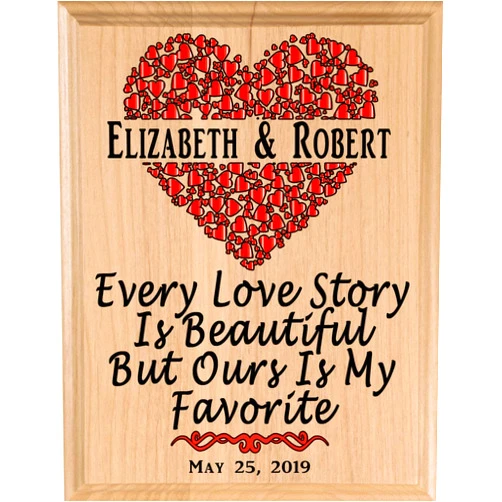 Broad Bay PERSONALIZED Anniversary Plaque Wood Gift Sign For Her or Him Every Love Story Made in the USA - Solid Wood - 11.5in x 8.5in x .75in