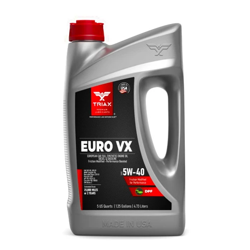 TRIAX Euro VX 5W-40 Full Synthetic, 25K Miles, Extreme Performance OEM Grade, Compatible with ACEA C3, A3/B4, VW502.00, BMW LL-04, MB 229.51, 229.5, Porsche A30 (5 Quart Jug)