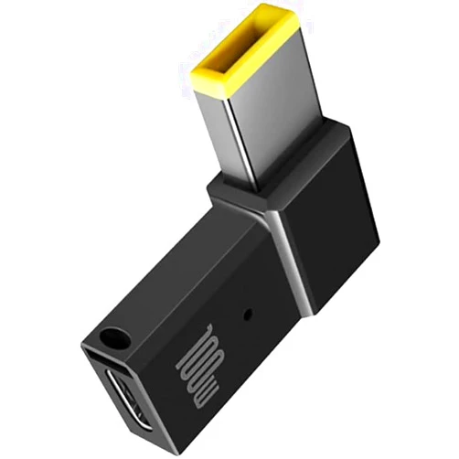 RAINSUNG Female USB C to Square Yellow Tip Adapter for Lenovo Thinkpad Charger 20V 45W 65W 90W Power Adapter for T430 T440 T450 T460 T470 E440 E550 X1 Carbon Yoga 11s Flex 14 15D