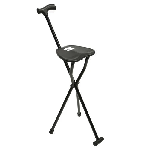 LARIDEN Cane Chair, 35.4 Inches Tall Multi-Functional Foldable Three-Legged Stool, Walking Cane, Folding Cane with Seat, Supports Up to 249.12Lbs, Suitable for Both The Elderly and Young.