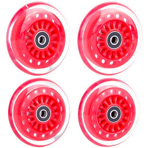 AOWESM Wiggle Car Polyurethane Replacement Wheels Upgrade Swing Car Wheels w/Bearings ABEC-9 for Ride-on Toys - Twist, Swivel, Go - 2 Convex Front Wheels, 2 Concave Rear Wheels (Red)