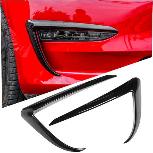 FLAMPETUS Front Fog Light Trim Cover for Tesla Model 3, 2PCS Fog Lamp Frame Blade Trim Eyebrow Eyelids Cover, Spoiler Accessories for Model 3 2017 2018 2019 2020 2021 2022 2023, Glossy Black