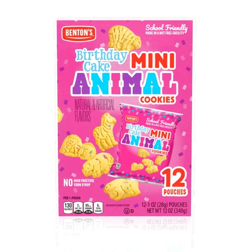 Benton's Benton’s Mini Cookie Snack Packs (1 Box, Birthday Cake Animal)