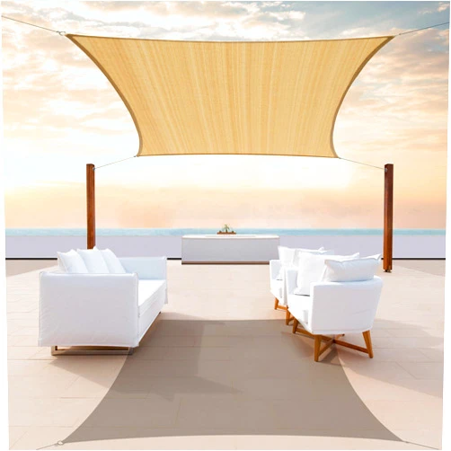 ColourTree 8' x 16' Sand Beige Sun Shade Sail Rectangle Canopy Fabric Cloth Screen, Water Permeable & UV Block UPF50, Heavy Duty, Carport Patio Outdoor - (We Customize Size)