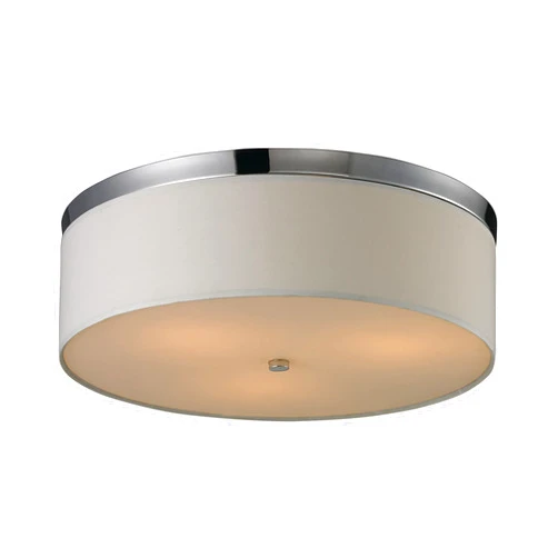 Elk Home Flushmounts Flush Mount - 3-Light in Polished Chrome Finish, with Beige Fabric Shade, Dimmer Compatible