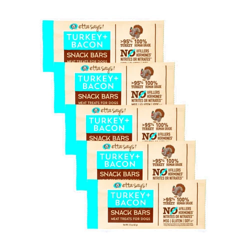 etta says! Meat Treats for Dogs – Turkey & Bacon – Made in The USA, Human Grade, No Added Hormones, No Nitrates or Nitrites (6 Count Pack of 1)
