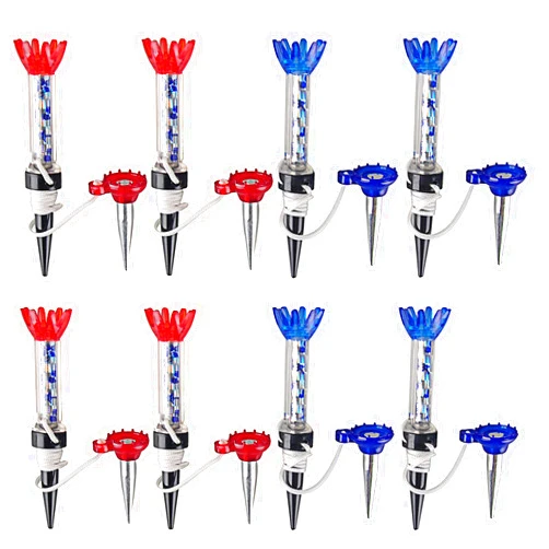 VEASAERS Golf Tees Unbreakable Plastic Magnetic 80 mm Long Bulk Reusable 4/8 Pack Blue Red Flexible Magnet Tee Lift Step for Men Women Practice Training Set