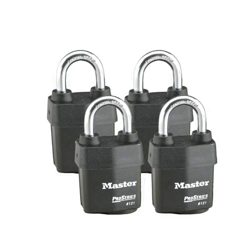 Master Lock - Four (4) High Security Pro Series Padlocks 6121NKA-4 w/BumpStop Technology