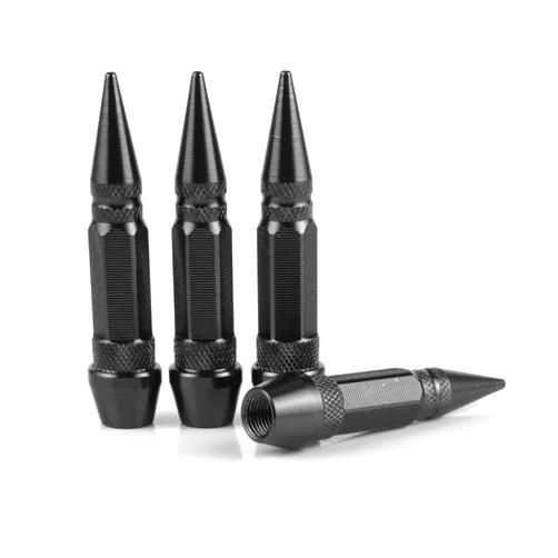 SINGARO 60mm Spiked Valve Caps,Aluminum Alloy Dustproof and Waterproof Tire Valve Stem Caps, Suitable for Cars, Trucks and Motorcycles (4PCS Black)