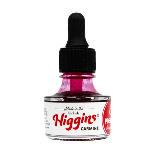 Higgins Carmine Pigmented Drawing Ink - for Artists and Students - 1 oz. Glass Bottle (HIG44655)