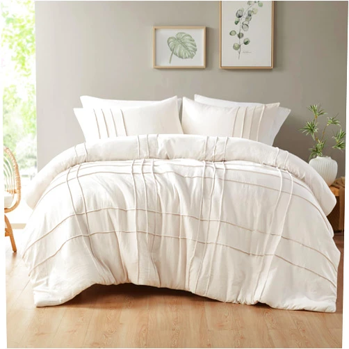 Hyde Lane Beige Duvet Cover King Size - Modern Farmhouse King Duvet Cover, Cotton-Like Soft, 3PCS Bedding Including 1 Breathable Textured Duvet Set & 2 Pillowcases (104