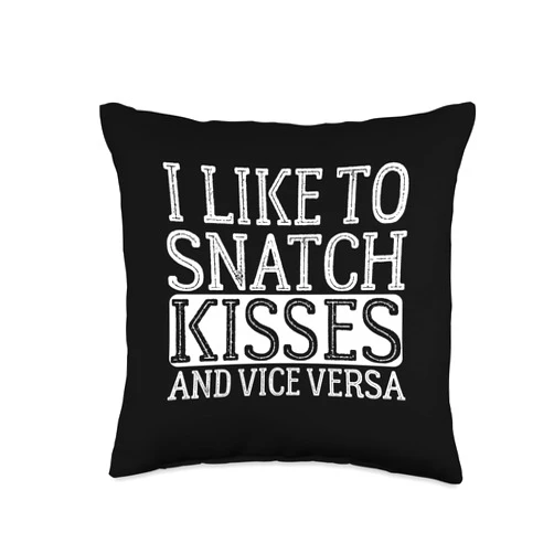 Kiss Snatcher Funny Gift Idea for men and women I Like to Snatch Kisses and Vice Versa Vintage Cute Couple Throw Pillow, 16x16, Multicolor