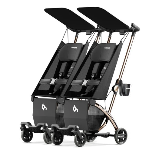 Beberoad Love R1 Auto-Folding Ultra Lightweight Double Stroller Twin Strollers, Side by Side Stroller for Babies and Toddlers Aged 6-36 Months, Only 23.5 lbs, Can Turn into Two Single Strollers, Black