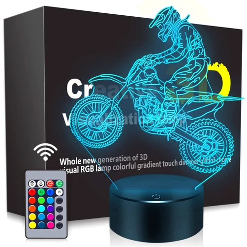 BASSI Dirt Bike Gift 3D Night Light, 16 Colors Changes Remote Control Motorcycle Lamp, LED Dirtbike Decor Toys for Boys Girls Room Birthday Xmas Christmas Gifts for Kids…