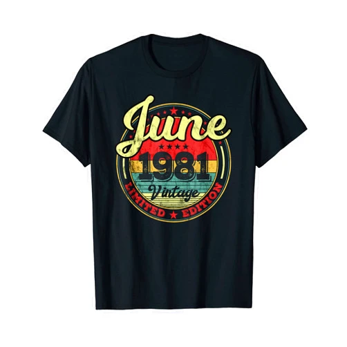 40 Jahre Geschenk June 1981 Geburtstagsshirt Deko June 1981 40th Birthday Men Women Retro Vintage T-Shirt