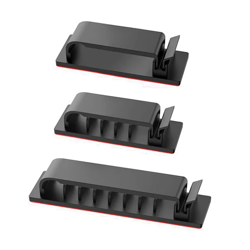 Halsouy Cable Management Clips, 20Pcs Cable Organizers Wire Clips Cord Holder for TV PC Ethernet Cable Desk Home Office (Black)
