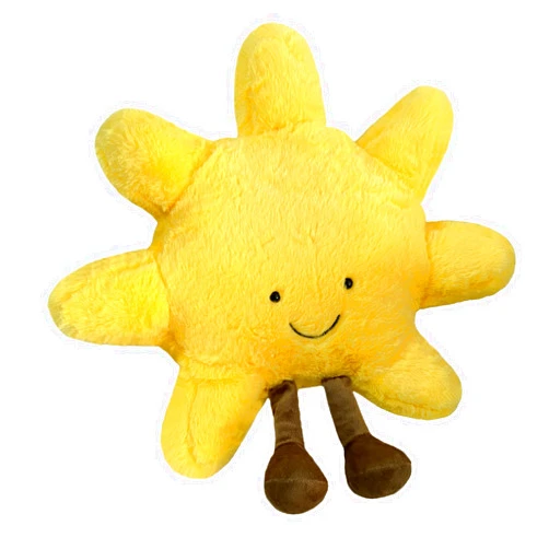 QTWLUPUP Cute Sun Plush Toy, Smiling Fun Filled Moon Pillow, Yellow Sunshine Stuffed Animal, Sunshine Animal Pillow Soft Plush Toy Room Decoration Gift for Kids (Sun-A)