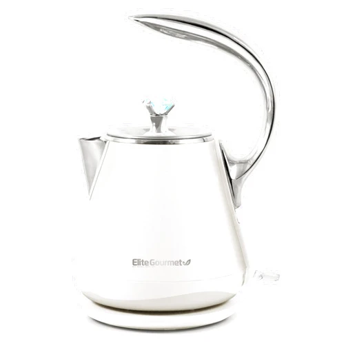 Elite Gourmet EKT-1203W 1350W Double Wall Insulated Cool Touch Electric Water Tea Kettle, BPA Free Stainless Steel Interior and Auto Shut-Off