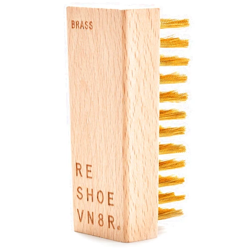 RESHOEVN8R Brass Bristle Brush - Suede Brush Shoes Cleaning Kit to Restore Texture - Travel-Friendly Sneaker Cleaner & Shoe Care with Smooth Wooden Handle for Perfect Grip
