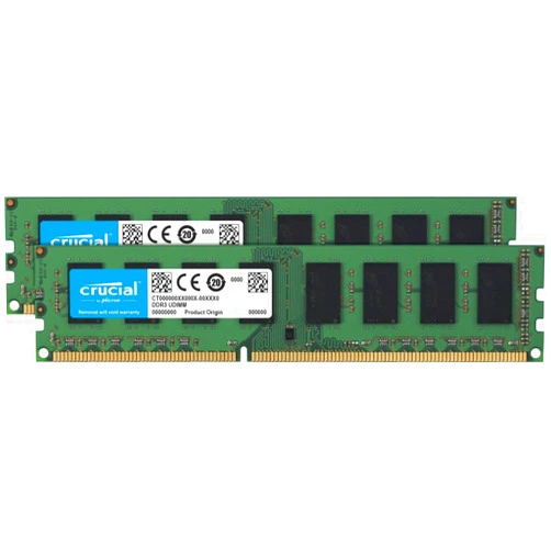 Crucial Technology 32GB (2X 16GB) 240-Pin UDIMM DDR3 (PC3-12800) Server Memory Module Kit, CL=11, Unbuffered, 1600 MT/S Speed, Non-ECC, 1.35V, 2048Meg x 64