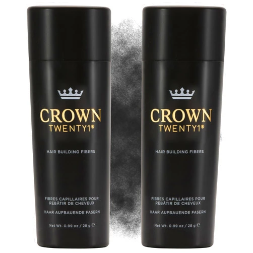 CROWN HAIR FIBERS CROWN Hair Building Fibers Multipack (2 x 28g) - Instantly Cover Fine & Thinning Hair for a Thicker, Fuller Look - A Natural Keratin Concealer - 13 Shades for Men & Women - Black