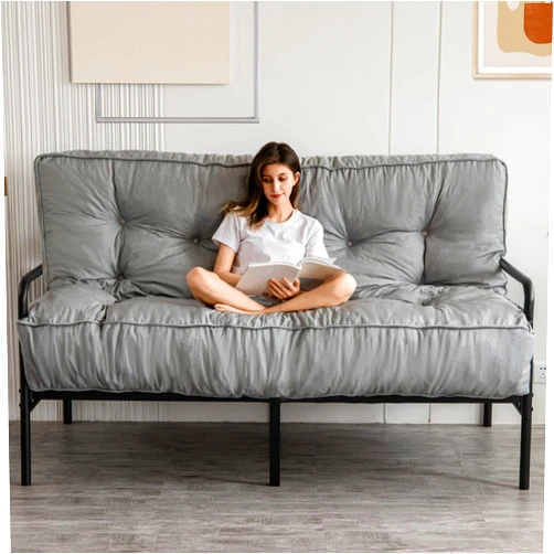 YOSHOOT 8 Inches Futon Mattress, Thick Futons Sofa Couch Bed, Queen Size Floor Mattress for Adults, Shredded Foam Filling, Medium Firm(Frame Not Included), Grey