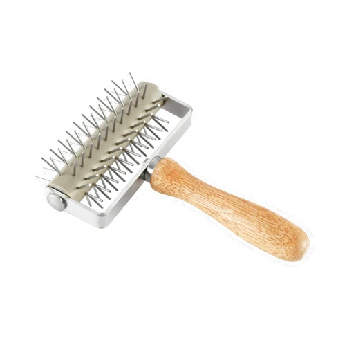 XIYUAN Stainless Steel Pizza Dough Roller Docker,Time-Saver Pizza Dough Roller Docker with Wood Handle, Pizza Bread Pin Puncher Pizza Wheel, for Pizza Cookie Cake Pie Pastry Bread Dough