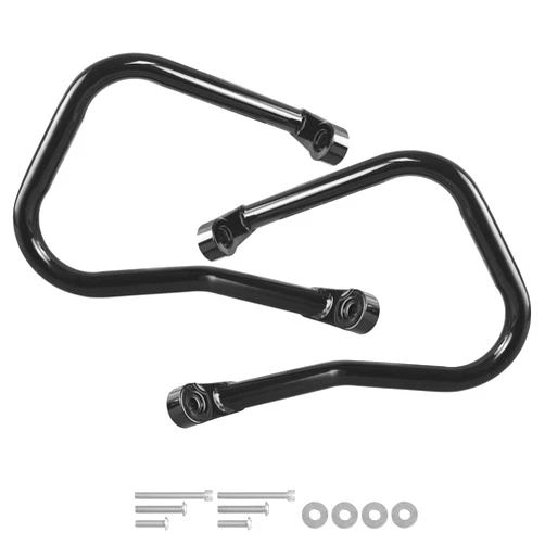 Harvards Chrome Rear Saddle Bag Guard Crash Bar Compatible with 2018-2024 Harley Davidson Softail Heritage Classic FLHC FLHCS Bolt-on Saddle Bag Crash Bar Gloss Black