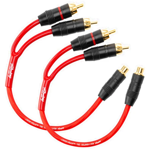 Install Link Audio Cable RCA for Subwoofer or Stereo Cable, Y Adapter 1-Female to 2-Male Splitter, 2pk