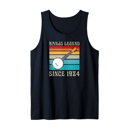 Banjo Birthday Party Supplies for Banjo Players Banjo Legend Since 1984 Retro 80s Style Birth Year Birthday Tank Top