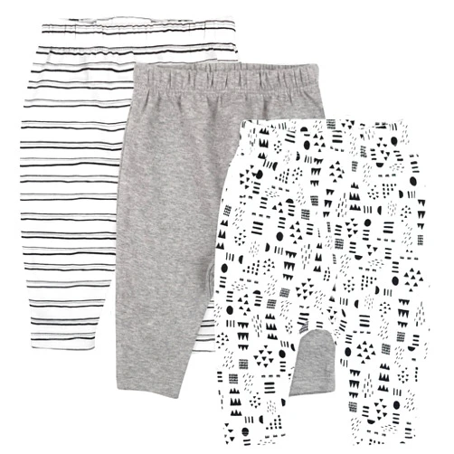 HonestBaby Multipack Harem Pants Roomy Fit Pull on Bottoms 100% Organic Cotton for Infant Baby Boys, Girls, Unisex (Legacy)