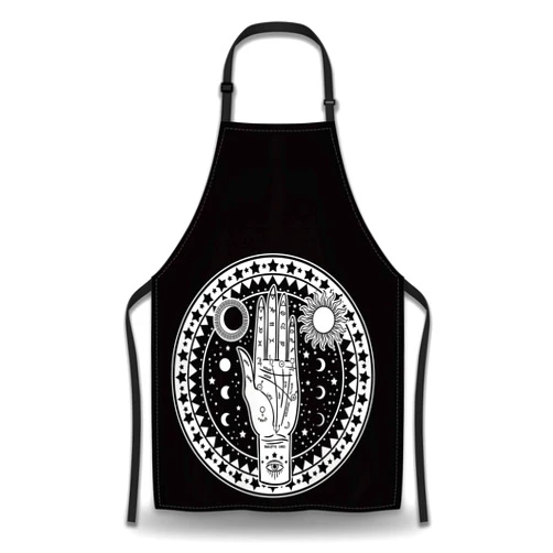 Olikked Funny Chef Apron for Women Occult Symbols Sun Eye Moon Star Fun Aprons for Men for Kitchen Cooking Restaurant BBQ Painting Crafting Gardening 27” (W) x 31” (H), Waterproof Aprons