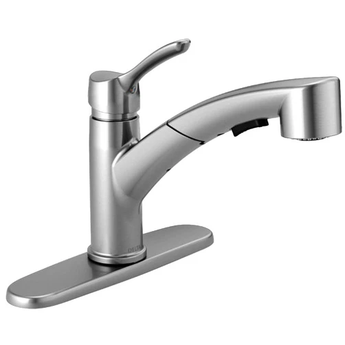 Delta Faucet Collins Single-Handle Kitchen Sink Faucet with Pull Out Sprayer and Magnetic Docking Spray Head, Arctic Stainless 4140-AR-DST