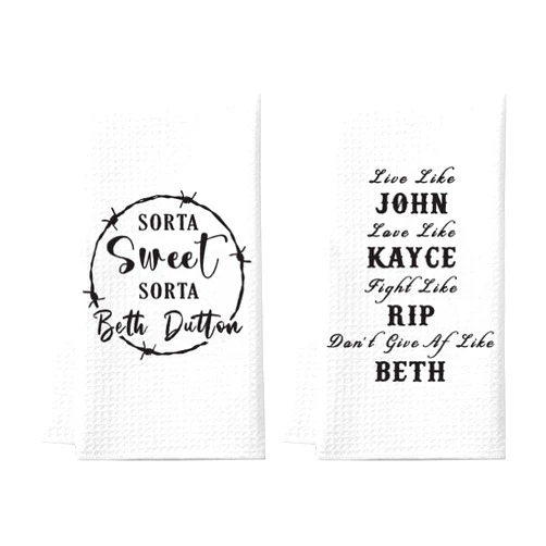 Homythe Sorta Sweet Sorta Beth Gifts, 2 Pack Dutton TV Show Kitchen Towels, Absorbent Waffle Dish Towel, Cute Farmhouse Bathroom Hand Towels Decorations, Birthday Housewarming Gifts for Women Men