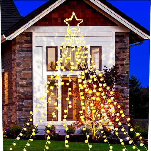 Joiedomi 335 LED Christmas Star Lights Outdoor, 11.5Ft 8 Lighting Modes Waterfall Lights with Topper Star for Christmas Tree, Home Party Wedding Garden Yard Patio Xmas Outdoor Décor(Warm White)