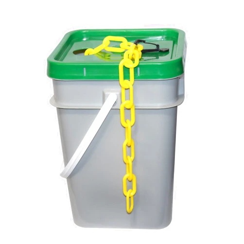 Mr. Chain Plastic Barrier Chain Pail, Yellow, 2-Inch Link Diameter, 160-Foot Length (50002-P)