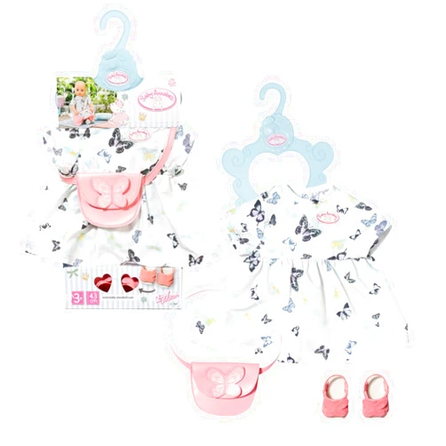 Baby Annabell Deluxe Butterfly Dress - to Fit 43cm Baby Annabell Dolls - Deluxe Set Includes Beautiful Dress, Bag, Sandals and Clothes Hanger - Suitable for Children Aged 3+ Years - 706701