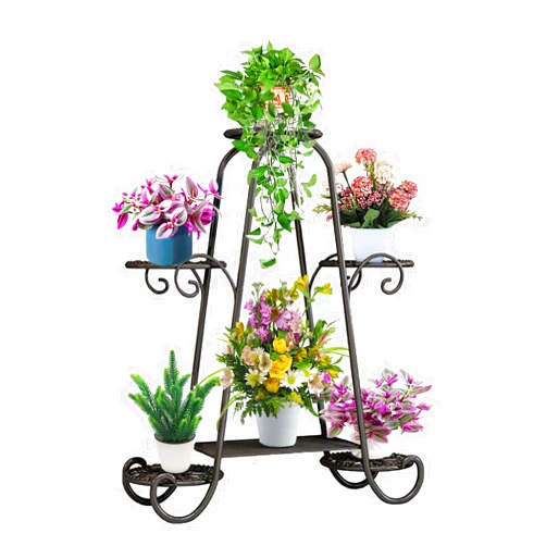 CarolynDesign 6 Tier Metal Plant Stand for Indoor and Outdoor, Multi Flower Pot Holder Shelf for Living Room Patio Lawn Garden Balcony