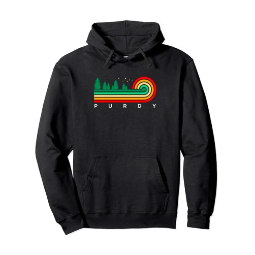 Purdy, KY Travel Souvenir Evergreen Vintage Stripes Purdy, Kentucky Pullover Hoodie