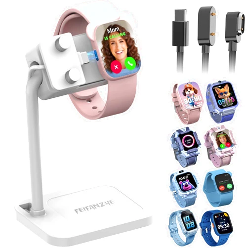 FEIFANZHE Side-Charging Adjustable Universal Kids Smart Watch Stand, Desk Dock for Kids Fitness Tracker, Compatible with Pavlok, Sedzofan, Berilona, Luyiilo, Gothwick Watch Bases(4S-W)