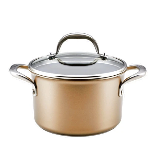 Anolon Ascend Hard Anodized Nonstick Saucepan/Saucepot and Lid - Good for All Stovetops (Gas, Glass Top, Electric & Induction), Dishwasher & Oven Safe with Stainless Steel Handle, 4 Quart - Bronze