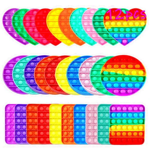 Kapibarasensei Random 12 Pcs Fidget Toys,Push Pop Fidget Sensory Toys Set,Stress Relief Gifts for Kids & Adults,Pop Bulk & Party Favors Toddler Toys for Easter Gifts,Party Supplies,Classroom Prizes