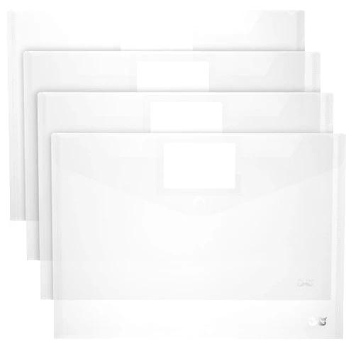 Mr. Pen- Clear Plastic Envelopes, 4 Pack, A4, Letter Size, Plastic Envelopes with Snap Closure, Poly Envelopes, Clear Plastic Folders, Plastic Document Holder, Plastic Envelopes, Clear Envelopes