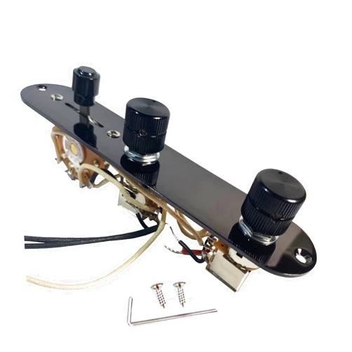 LAMSAM Prewired 9 Tone Guitar Control Plate Assembly, Loaded 3-way Blade Switch Double Push Pull Potentiometer Pot Speed Knobs to Flexible Pickups, Chrome-09B