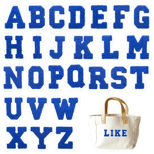 Hariendny 26 Pcs Chenille Letter Iron on Patches 2.7inch Blue Letter Patches Chenille Varsity Alphabet Patches Chenille A-Z Letter Applique Patches Cute Sew on Patch for Clothing Backpack Hat Jeans DIY Supplies