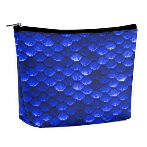 PPIKTC Women's Tote Handbags Small Makeup Bag Portable Cosmetic Bag Purse Lightweight Waterproof Travel Bag (Beautiful Sea Blue Mermaid Fish Scales Art)