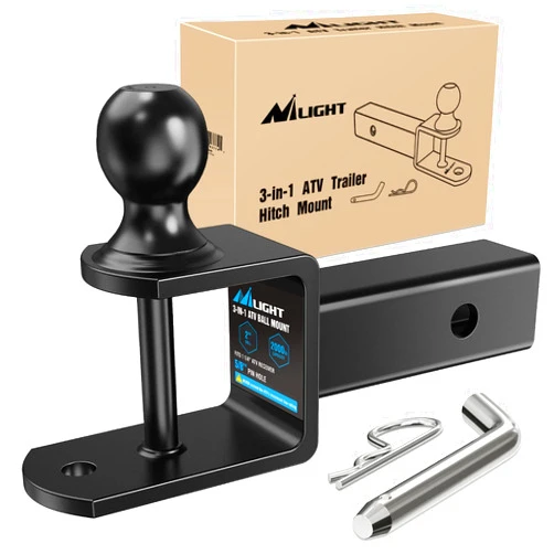 Nilight 3 in 1 ATV UTV Multi Hitch Mount with 2 inch Ball Hitch Rated 2000 LBS Fits 2 Inch Receiver Winch Strap Loop Rated 5000 LBS, 2 Years Warranty
